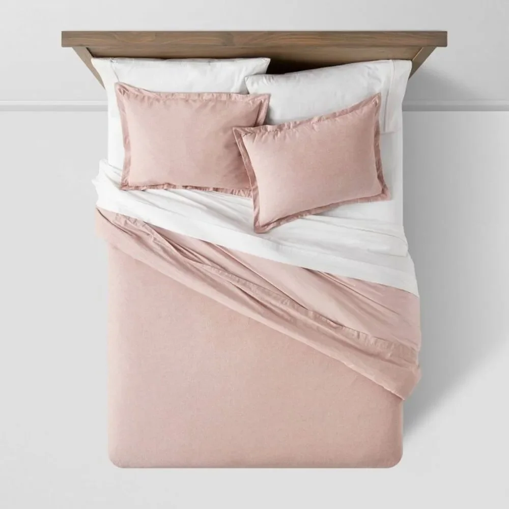 Full/Queen Cotton Linen Chambray Duvet Cover & Sham Set Terracotta - Threshold
